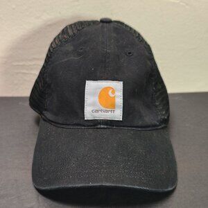 Carhartt Mesh Hat Cap Snap Back‎ Black Tag Logo Work Wear
